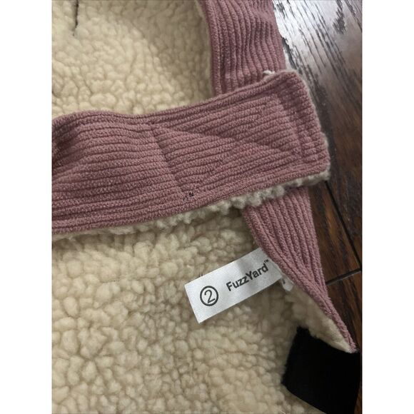 fuzzyard 20th Anniversary pink corduroy dog Jacket Sherpa Lining Size 2 - Picture 4 of 4